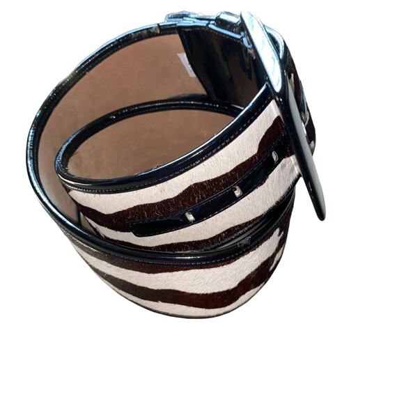 Ann Taylor Cow Print Wide Accent Belt with Black Genuine Leather Trim size Small - Picture 7 of 14